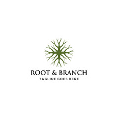 Canvas Print - Old Tree root branch logo, sign vector logo template