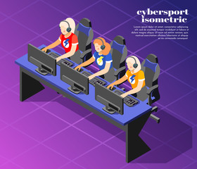 Poster - Cybersport Isometric Colored Background