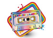 80er Musikkassette im buntem Regenbogen Style