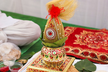 Poster - Indian wedding ceremony : decorative coper kalash