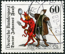GERMANY - 1979: Shows Mephistopheles And Faust, Doctor Johannes Faust, 1979