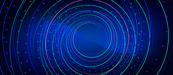 Aufkleber - Abstract blue background with glowing neon lines