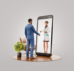 Unusual 3d illustration smart phone application