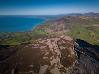 Wall Mural - Aerial view of Garn Ganol in Yr Eifl Mountains with Iron Age Hillfort, Llyn Peninsula, Wales, UK