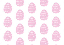 Background Texture Pattern Seamless Illustration. Easter Eggs, Pink White Holiday Cute Background For Banner, Greeting Card, Postcard, Flyer