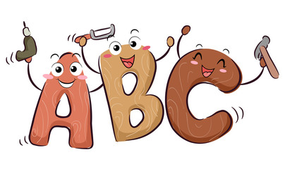 Wall Mural - Mascot ABC Woodworking Illustration