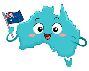 Sticker - Mascot Country Australia Flag Illustration