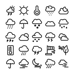 Wall Mural - Weather Line Vector Icons Set 