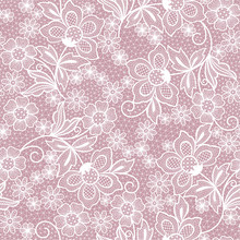 Seamless Pink Lace Flowers Background
