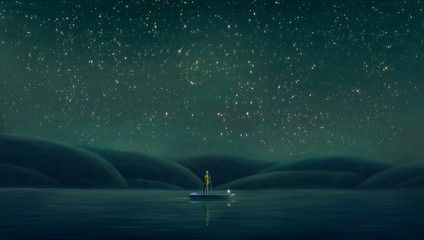 hope in the night , fantasy painting