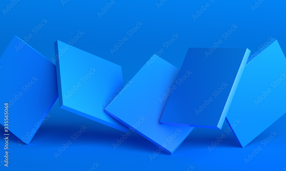 Abstract 3d render, background design with blue squares - obrazy, fototapety, plakaty 