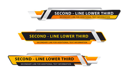 Vector lower third, video headline title or television news bar design template isolated on white background