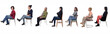 canvas print picture - group of women sitting on chair on white background, side view