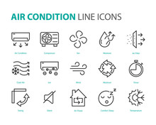Set Of Air Condition Icons, Air, Purify, Cool, Temperature