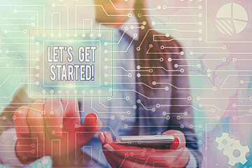 Wall Mural - handwriting text writing let get started. conceptual photo encouraging someone to begin doing someth