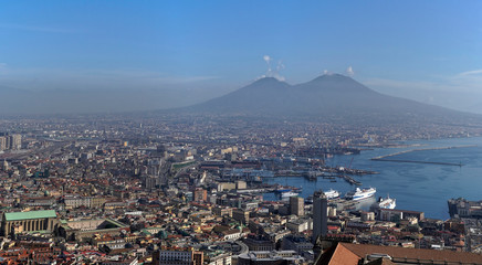 Sticker - City and harbor and Vesuvio volcano Castel Saint Elmo view