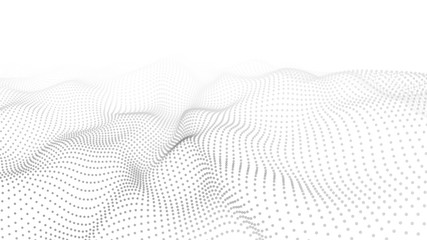 abstract white futuristic background. big data visualization. digital dynamic wave of particles. 3d 