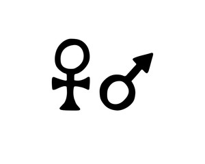 Wall Mural - Male and female gender symbols, simple black vector silhouette