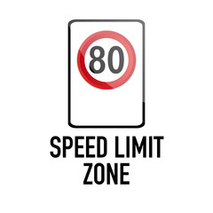 Speed limit zone Information and Warning Road traffic street sign, vector illustration isolated on white background for learning, education, driving courses, sticker. From collection