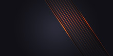 Abstract Dark Grey Background With Orange Light Line On Blank Space. Futuristic Dark Luxury Modern Technology Background.