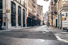 Empty Street At Sunset Time In SoHo District In Manhattan, New York