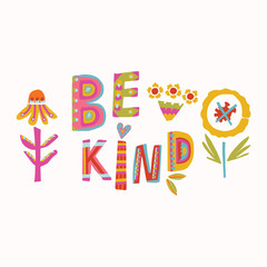 Wall Mural - Be kind to each other coronavirus motivation poster. Social media covid 19 infographic. Together we will get through this. Viral pandemic community support quote message. Inspirational renewal sticker