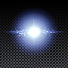 Wall Mural - lightning strikes and sparks, electrical energy on transparent background. lightning flash and spark