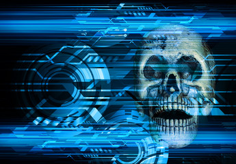 cyber hacker attack background, skull vector