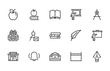 Poster - Big set of school line icons.