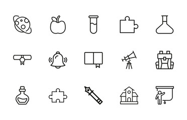 Poster - Big set of school line icons.