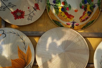 Wall Mural - traditional vietnamese round bamboo hats