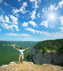 Wall Mural - Man in mountain at day