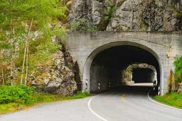 Poster - Road with tunnel in mountains Norway