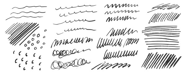 Wall Mural - vector hand drawn messy scribbles set