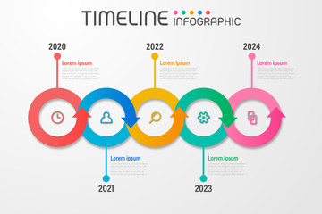 Wall Mural - Geometric arrow shape elements with steps,options,milestone,processes or workflow.Business data visualization.Creative timeline infographic template for presentation,vector illustration.