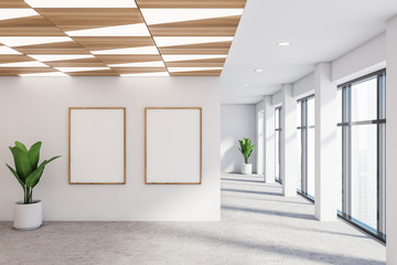 Wall Mural - Empty white office hall with posters
