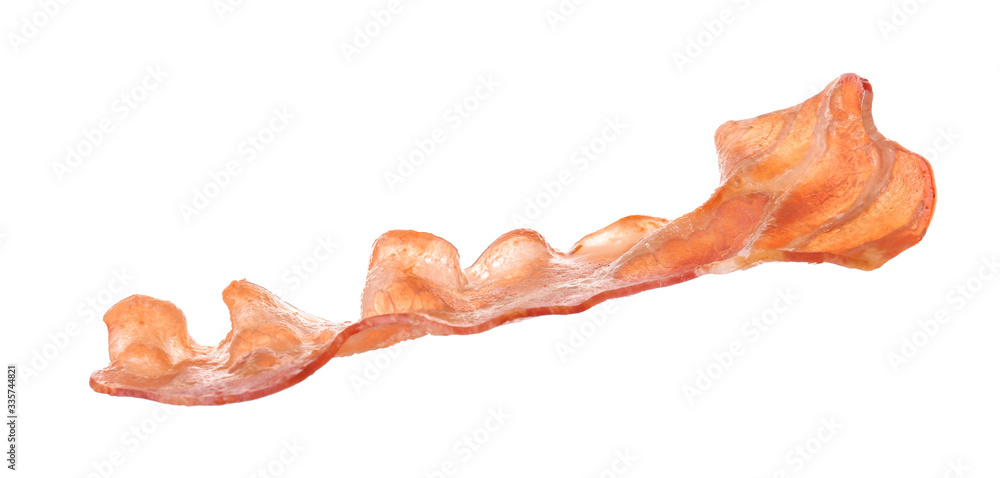 Fried bacon on white background