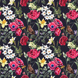 © zenina - Beautiful floral summer seamless pattern with watercolor red and yellow flowers. Stock illustration.