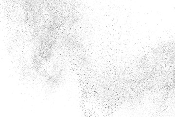 Black grainy texture isolated on white background. Dust overlay. Dark noise granules. Digitally generated image. Vector design elements. Illustration, Eps 10.