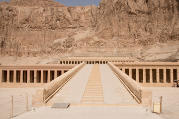 Temple of Hatshepsut, in the Deir el Bahari complex, on the west bank of the Nile River, near the Valley of the Kings, in Egypt, Africa.