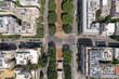 Corona Virus lockdown, Aerial view above Tel Aviv Rothschilds boulevard and surrounding streets with no people and traffic due to Government guidelines.