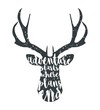 Retro set with antler. Deer silhouette set - vector illustration. Symbol collection. Black deer..
