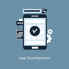 Mobile application development. Vector flat illustration