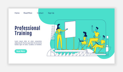 Wall Mural - professional training landing page flat silhouette vector template. business school homepage layout.