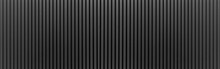 Panorama Of Black Corrugated Metal Texture Surface Or Galvanize Steel.