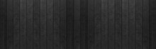 Panorama Of Black Wood Fence Texture And Background Seamless.