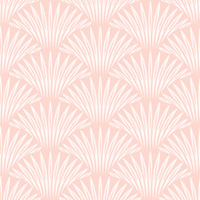 Art Deco Seamless Pattern In The Shape Of Palm Leaves, Purple And White Background, Fabric, Wallpaper In The Interior