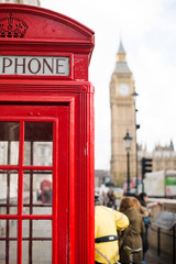 Fototapete - Big ben and red phone cabine