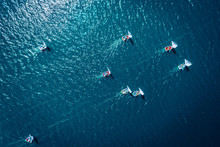 Small Sailing Boats On The Lake During The Competition