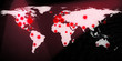 Illustration of a world map view on corona virus covid-19 outbreak spots 